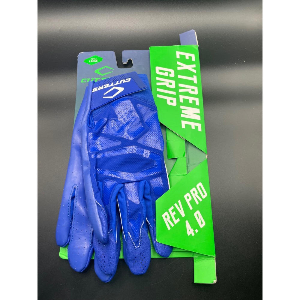 Cutters Rev Pro 4.0 Football Receiver Gloves Royal Blue Adult Large C-TACK Grip